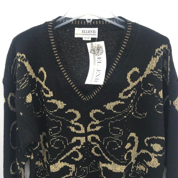 Ellen D. Vintage Womens Sweater Metallic V-Neck M - Picture 4 of 8
